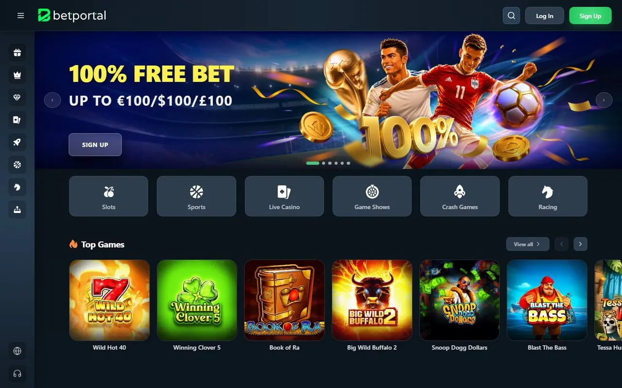 Page d’accueil de Betportal Casino