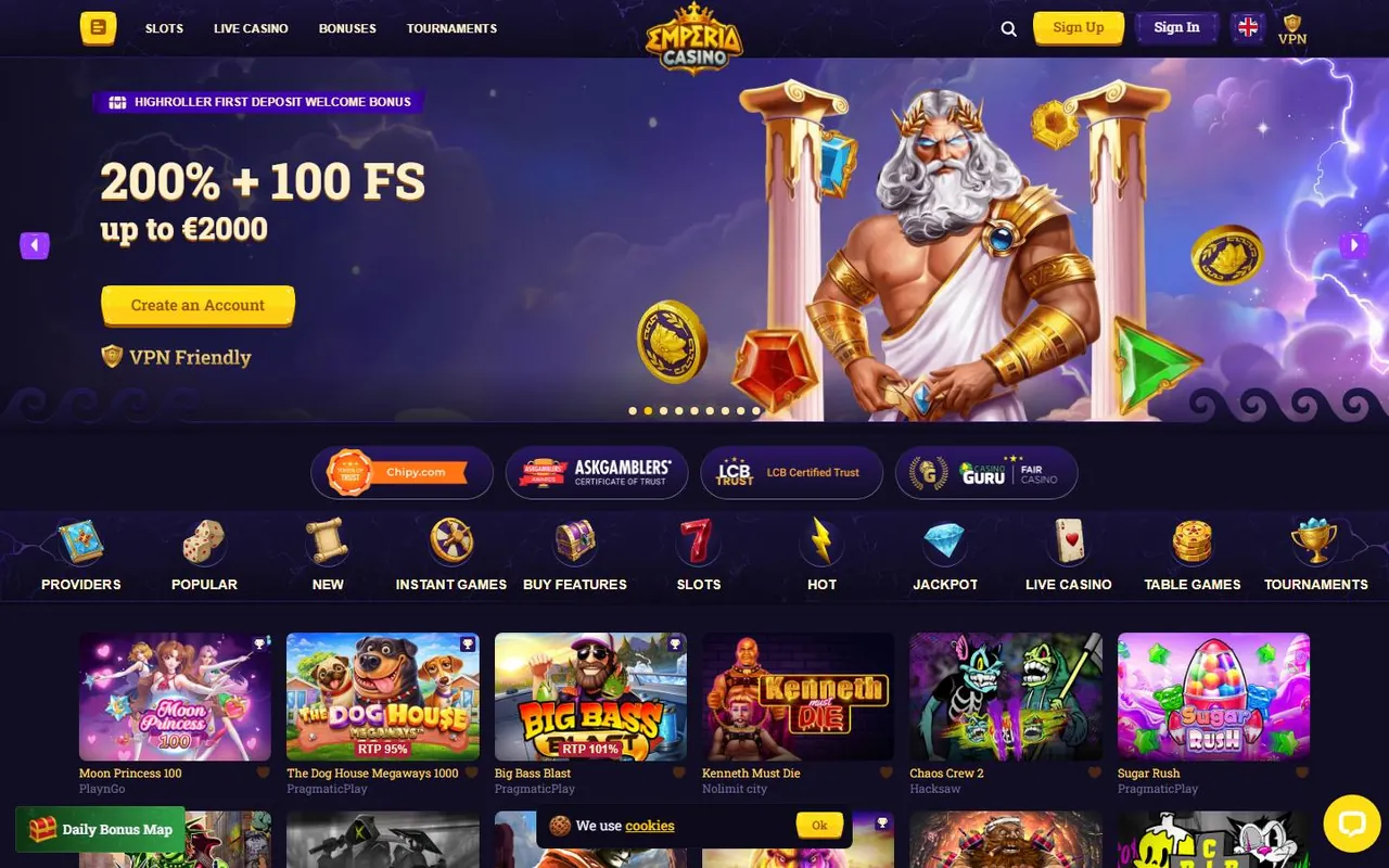 Page d’accueil de Emperia Casino