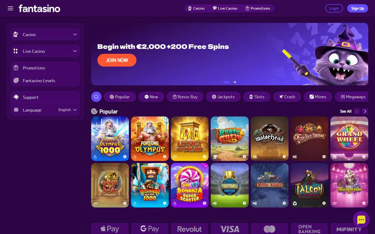 Page d’accueil de FantasinoCasino