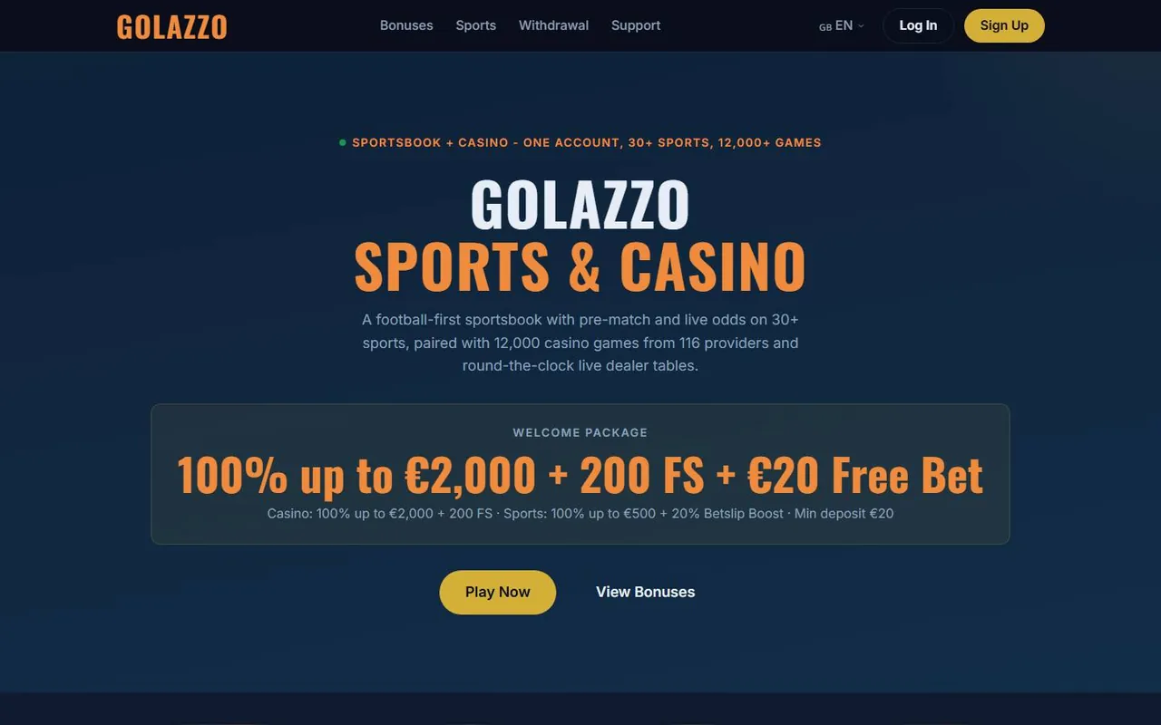 Page d’accueil de Golazzo Casino