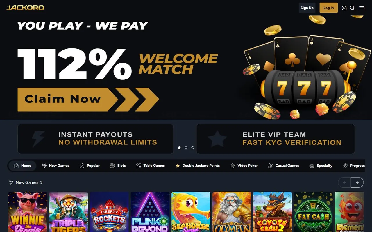 Page d’accueil de Jackoro Casino