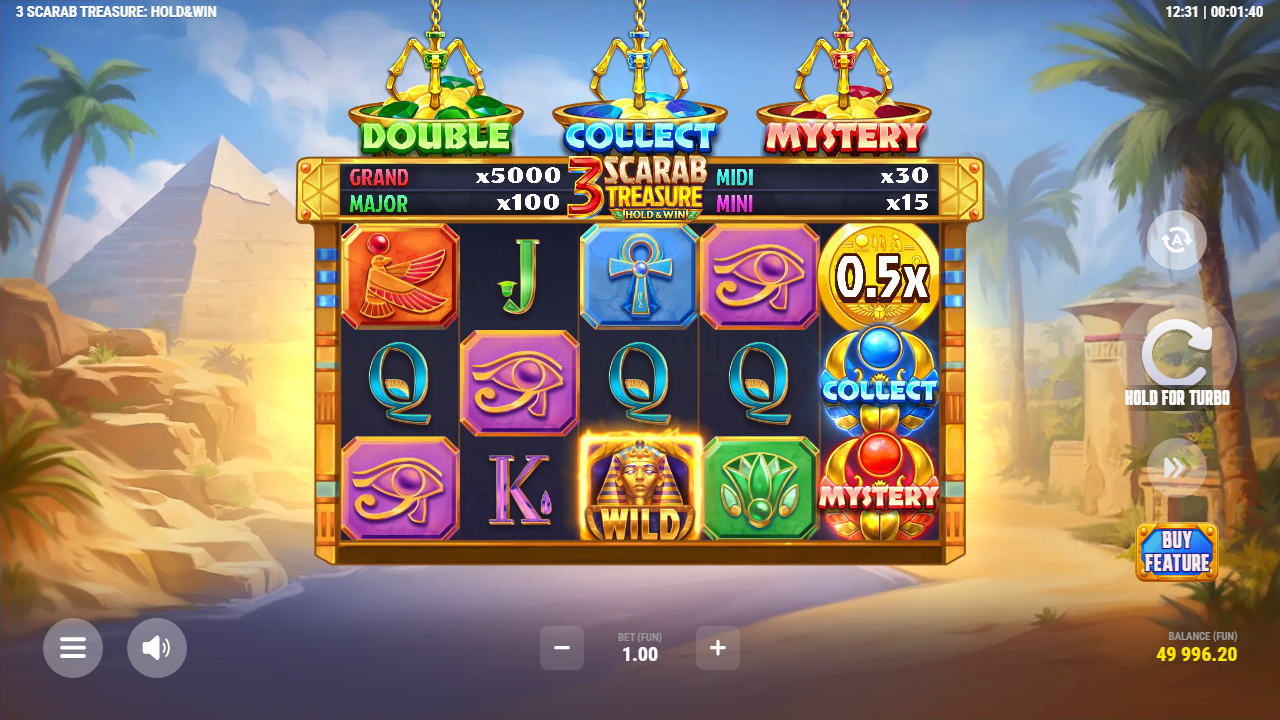 3 Scarab Treasure: Hold & Win